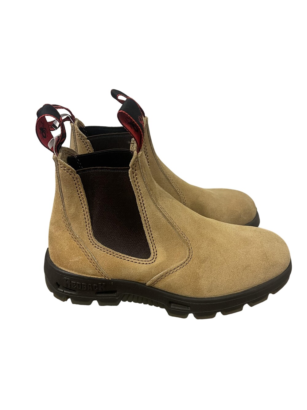 Redback Chelsea Boots Unisex Size 4 Beige Suede Pull On Ankle Slip Resistant